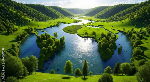 Earth day celebration serene river landscape embodying environmental conservation and sustainability on our planet