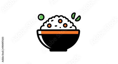 Bowl of cooked rice icon illustration