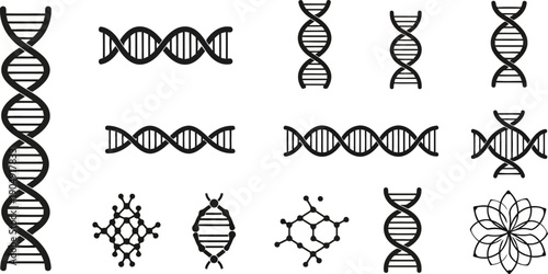 Diverse DNA double helix and molecular structure vector icons.eps
