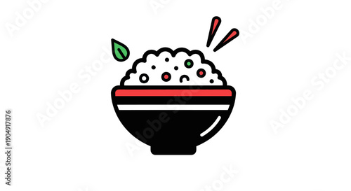 Bowl of cooked rice illustration