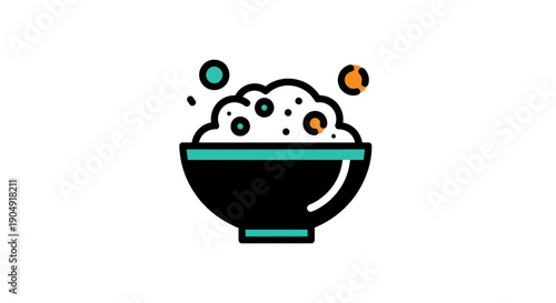 Bowl of cooked rice vector illustration