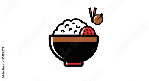 Bowl of cooked rice illustration