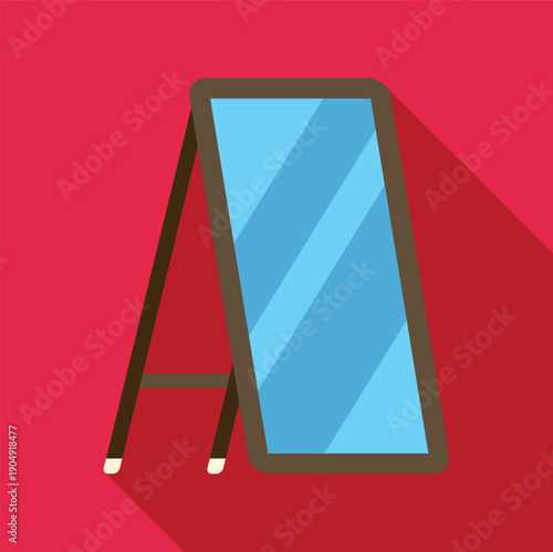 Standing full length mirror showing flat design with long shadow