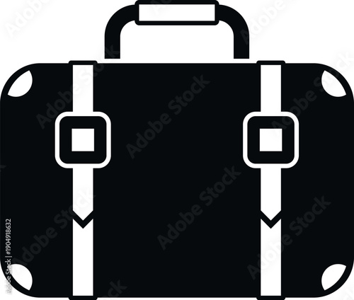 Stylized black suitcase icon representing tourism and moving baggage