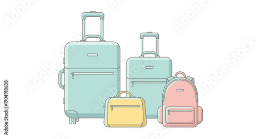 Colorful Suitcases and Backpacks for Travel.