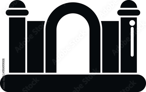 Inflatable bounce house icon in black silhouette for children's playing and fun