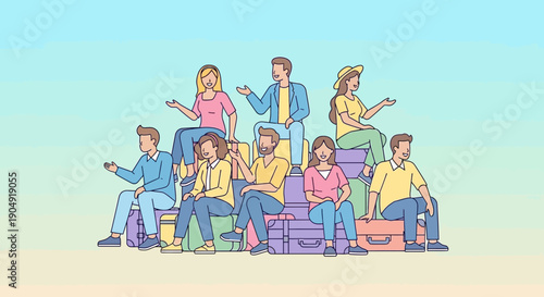 Group of People Sitting Together Socializing.