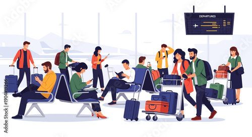 People Waiting at Airport Departure Lounge.
