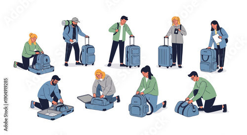 People Packing and Traveling with Luggage.