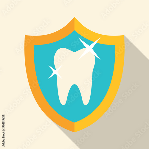 Shield protecting a clean, white tooth, representing dental hygiene and care