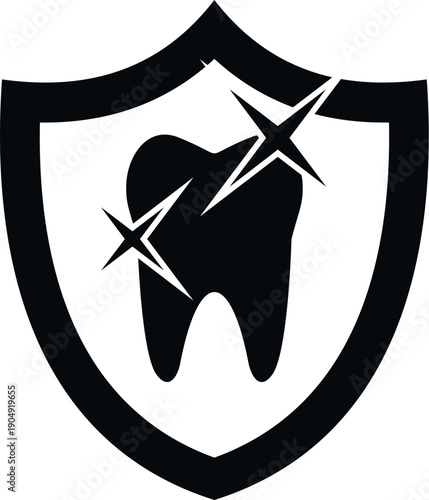 Tooth inside shield design representing strong dental protection and clean oral health