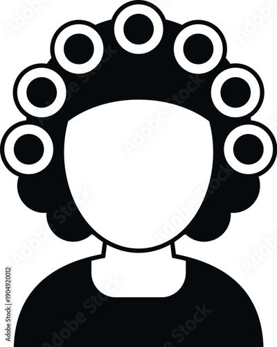 Woman's head with hair curlers, illustrating routine beauty and hair care