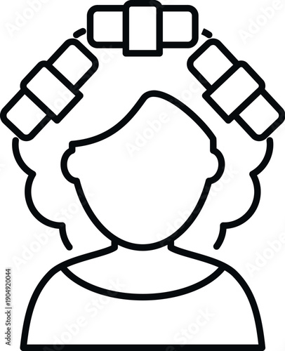 Woman receiving a hairstyling treatment using hair rollers at a beauty salon