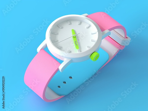 Colorful wristwatch with flowing strap design