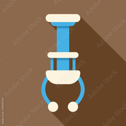 Claw machine toy grabber in a flat design style with long shadow