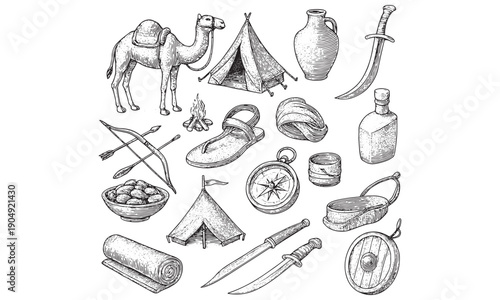 Vintage Desert Caravan Engraving Set