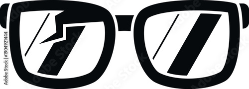 Eyeglasses showing a broken lens, symbolizing damaged vision or an accident