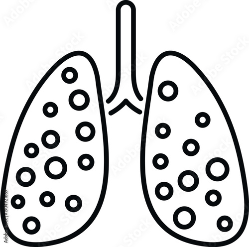 Lungs showing respiratory illness and pneumonia icon design