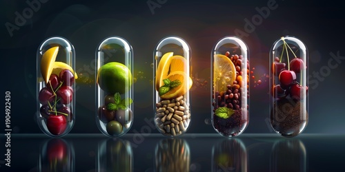Glass capsules with assorted natural contents