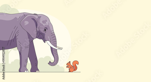 Elephant and Squirrel A Study in Size and Perspective.