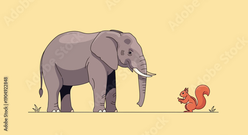 Elephant and Squirrel Confrontation A Study in Size and Courage 2.