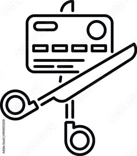 Scissors cutting a credit card symbolizing debt, expenses, and financial liabilities management