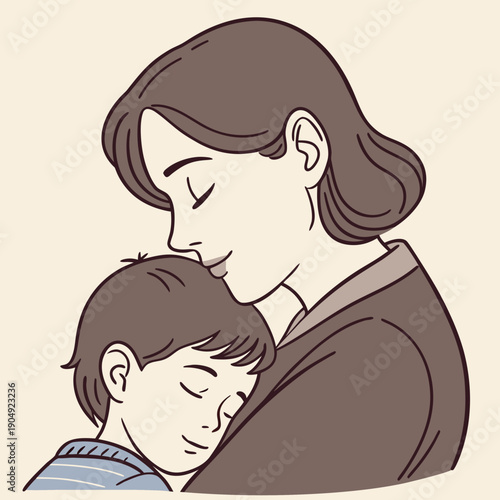 Mother hugs child in warm moment of connection at home in afternoon Generative AI