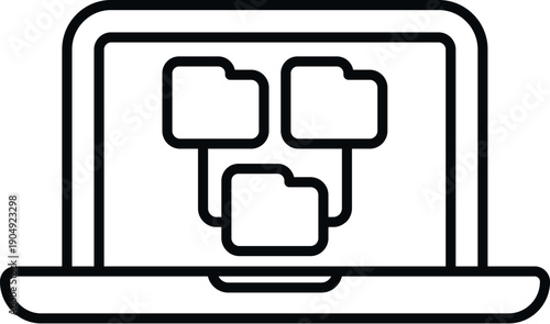 Laptop screen showing interconnected folders representing data organization and networking