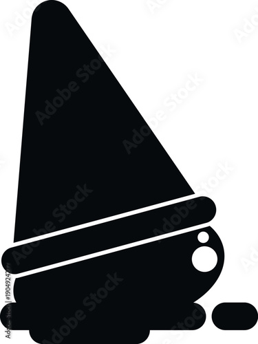 Abstract fantasy gnome figurine melting, creating a dark puddle