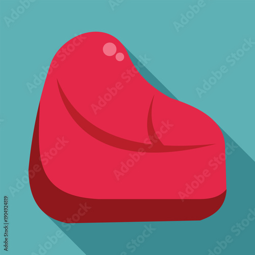 Red bean bag chair providing comfortable seating with a long shadow