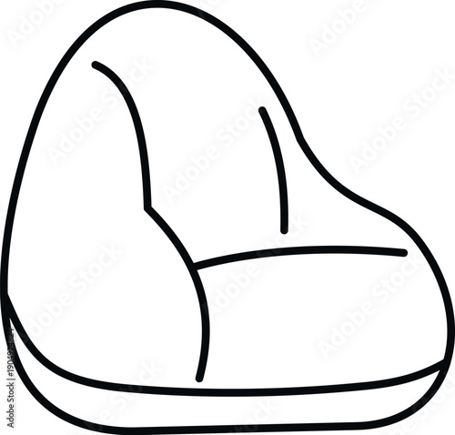 Bean bag chair outline illustration representing comfort and casual seating