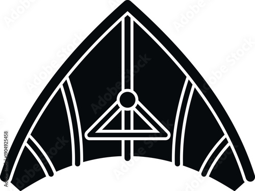 Hang glider silhouette portraying an extreme sport and free flying activity