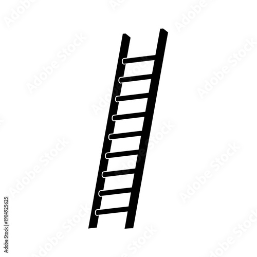 Simple black and white illustration of a leaning ladder