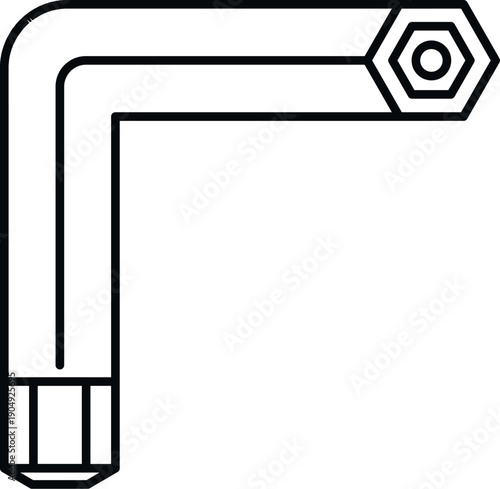 L shaped hex key tool for tightening and loosening screws