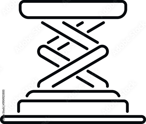 Industrial scissor lift platform for warehouse logistics and construction work icon