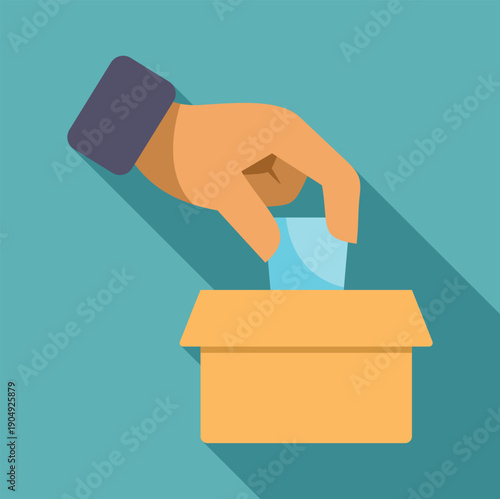 Hand placing election ballot into a box for democratic choice