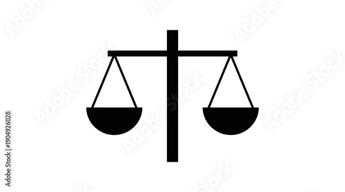 Justice Balance Scale Vector Silhouette | Black Legal Symbol of Fairness and Law | Editable Courtroom Graphic for Ethics, Equity, Legal Institutions, and Design Projects