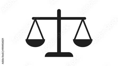 Justice Balance Scale Vector Silhouette | Black Legal Symbol of Fairness and Law | Editable Courtroom Graphic for Ethics, Equity, Legal Institutions, and Design Projects