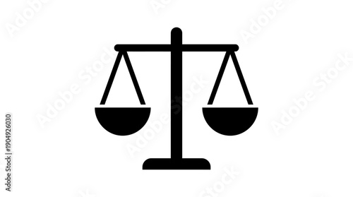 Justice Balance Scale Vector Silhouette | Black Legal Symbol of Fairness and Law | Editable Courtroom Graphic for Ethics, Equity, Legal Institutions, and Design Projects