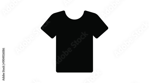 T-Shirt Silhouette Vector Icon | Black Short-Sleeve Apparel Outline | Editable Clothing Graphic for Fashion, Retail, Branding, User Interface, and Minimalist Design Projects