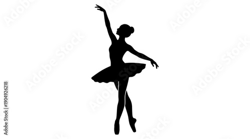 Ballerina Dance Vector Silhouette | Elegant Ballet Pose with Tutu Costume | Editable Performing Arts Graphic for Dance, Theater, Movement, and Decorative Design Projects