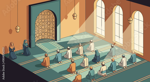 Muslims Praying in Mosque A Moment of Spiritual Connection.