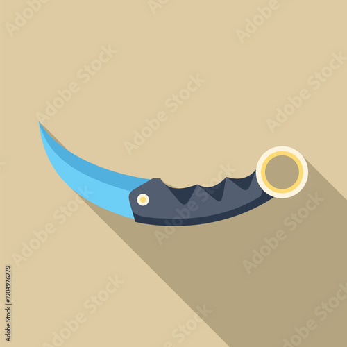 Karambit knife weapon illustration in flat design style