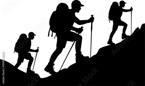 Mountain Hiking Adventure Silhouette Vector Set