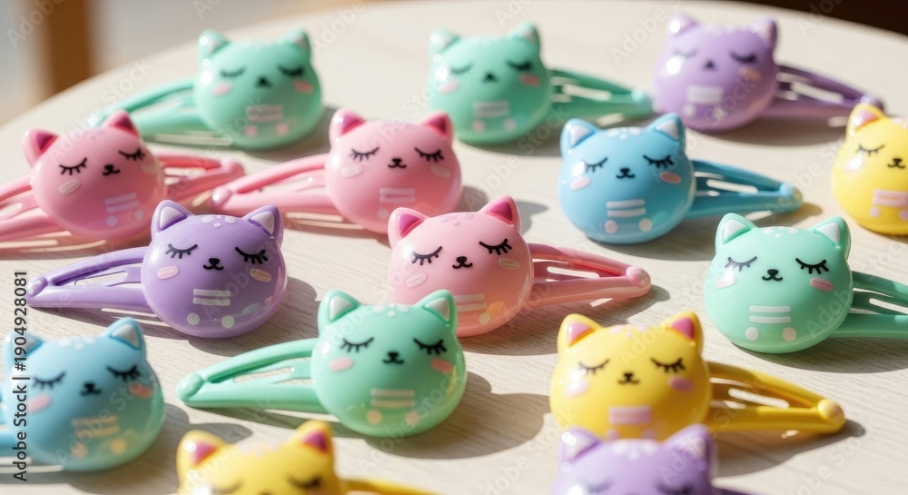 Obraz premium Colorful Cat Hair Clips for Girls.
