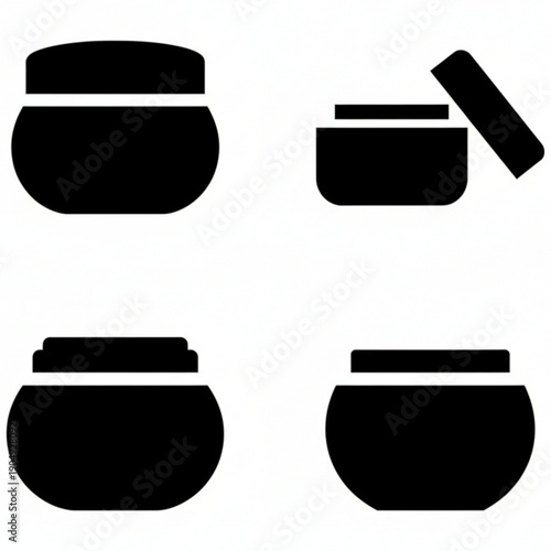 set of black and white pots with different shapes