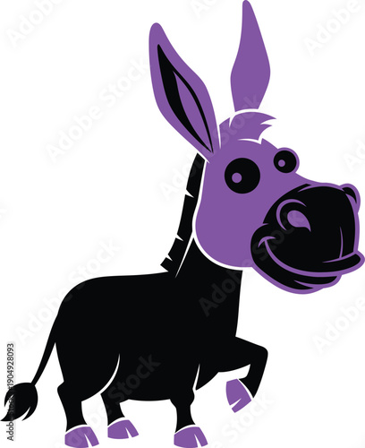 April fools' day cartoon donkey prankster purple face black body