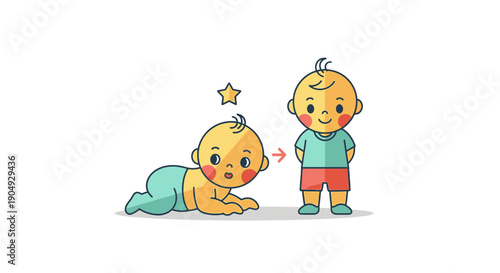 Baby Development Stages Crawling to Standing a Growth Illustration.