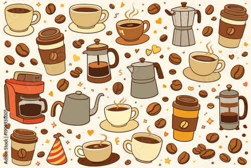Coffee and Coffee Maker Pattern