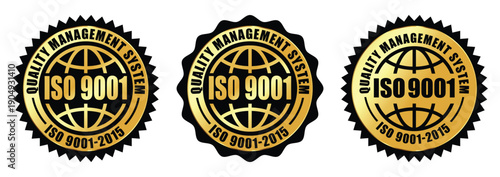ISO 9001 Certified Gold Badge Set – Quality Management System Approval Seals Collection